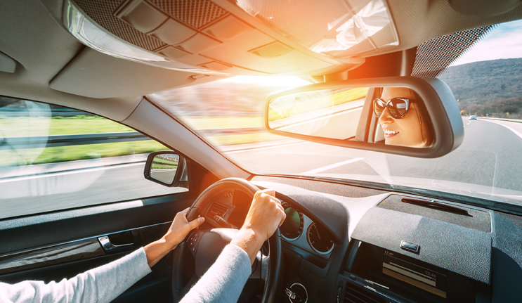 Female Driving on the Highway