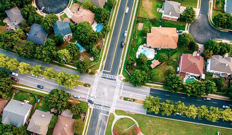 Suburban Intersection Aerial